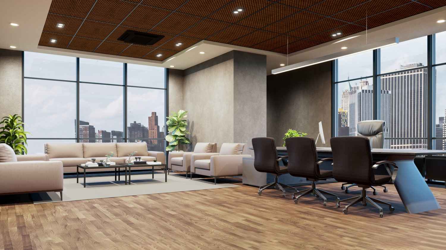 CEO cabin Interior Design By Rginteriors