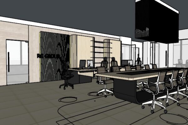 Open-plan office workstations